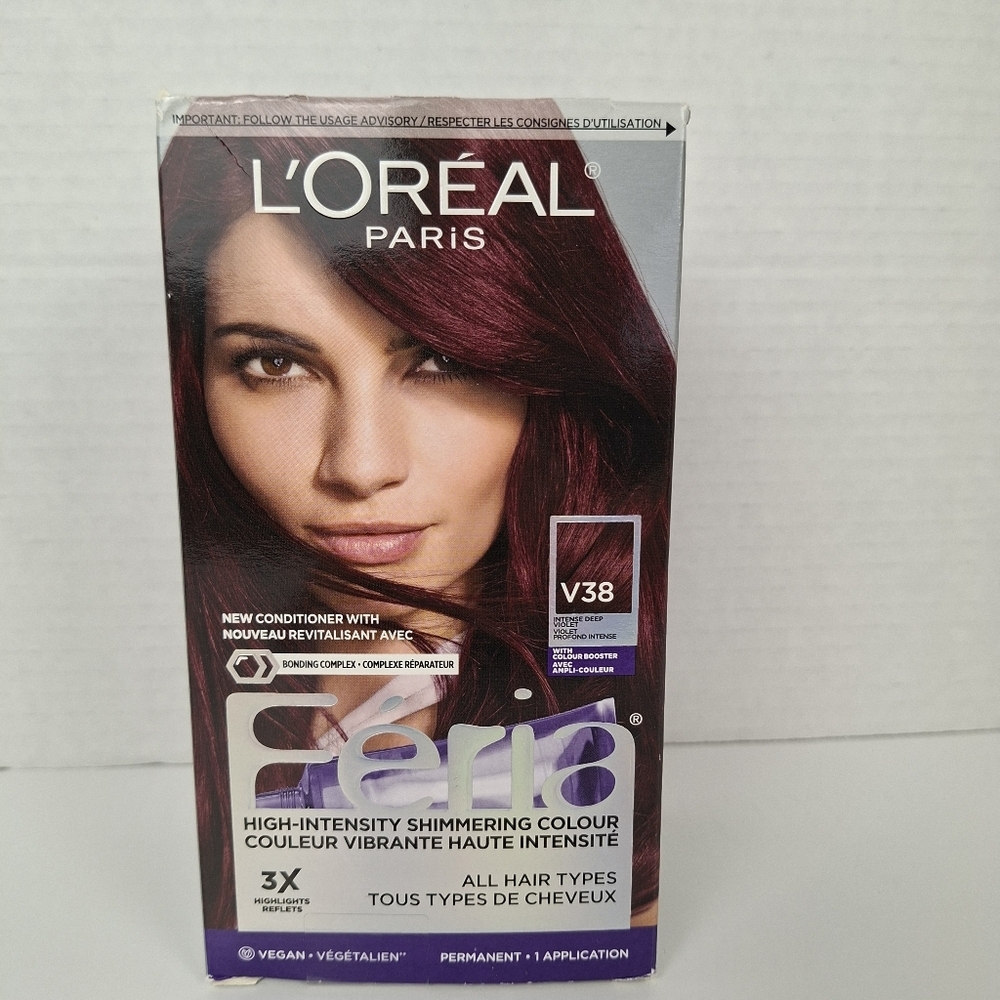 L'Oréal Feria Multi-Faceted Shimmering Permanent Hair Color V38 Intense Deep Vio